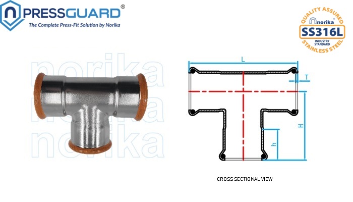 Stainless Steel 316L Press Fit Equal Tee